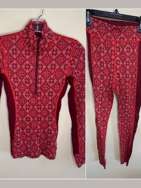 Kari Traa Rose Base Layer Set - 100% Merino Wool - Rouge Red. XS